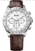 Hugo Boss 1513175 Men's Ikon Brown Leather Strap Chronograph Watch