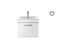 Brand New Boxed Balterley Rio 500mm Wall Hung Single Drawer Vanity Unit - Gloss White RRP £220