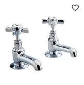 Brand New Boxed Bensham Chrome Cross Head Long Nose Basin Taps RRP £55 **No Vat**
