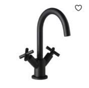 Brand New Boxed Noir Black Twin Handle Basin Mixer Tap RRP £180 **No VAT**