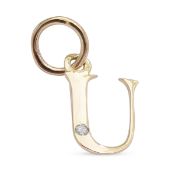 NEW!! 9K Yellow Gold Diamond Initial U Pendant