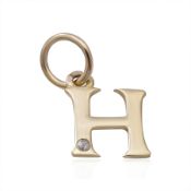 NEW!! 9K Yellow Gold Diamond Initial H Pendant