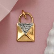 NEW!! 14K Gold Overlay Sterling Silver Lock Design Pendant