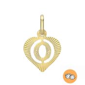 NEW!! Children's Diamond Cut Initial O Heart Pendant in 9K Gold