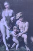 Italian Neo Classical Large Canvas of Angel Child and Young Boy with Female