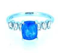 Gia Certified 2.86CT Blue Clean vs Untreated Sapphire & Diamonds Ring