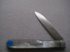 George IV Mother of Pearl Hafted Silver Bladed Folding Fruit Knife