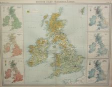 Antique Map British Isles Vegetation Climate Temperature Annual Rainfall.