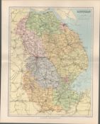 Lincoln Skegness Alford Market Rasen Victorian Antique Map.