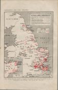 WW1 Air Raids & Naval Bombardments In Britain Antique Print 1922.
