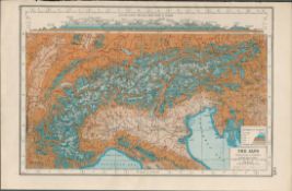 The Alps Switzerland Coloured Antique Map-145.