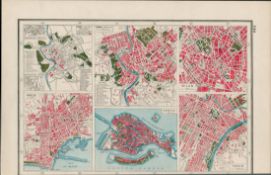 Main Cities of Italy Coloured Antique Map-144.