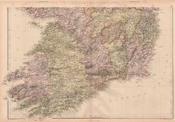 Ireland South Dublin Wicklow Cork Galway Victorian 1882 Blackie Map.