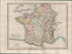 Gallia France Charles Smith’s Coloured Classical Map 1809.