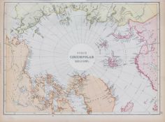 North Circumpolar Regions Victorian 1882 Coloured Blackie Map.