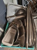 Crate of Stainless Trays, Lids and Plates - NO VAT