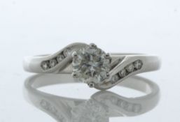 18ct White Gold Single Stone Diamond Ring With Stone Set Shoulders (0.50) 0.58 Carats