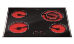 (38/Mez) RRP £399. CDA HVC65SS Touch Control Four Zone Ceramic Hob Black With Stainless Steel Tri...