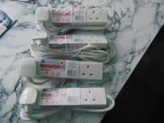 AZ144 4 x Brand New 3 Socket 3 Meter Extension Leads
