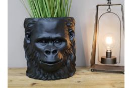 Matt Black Gorilla Head Planter