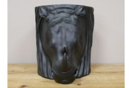 Matt Black Rhino Head Planter