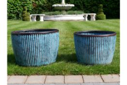 Set of 2 Coloured Metal Planters