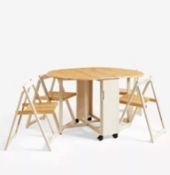 John Lewis ANYDAY 4-Seater Oval Wood Butterfly Dining Table & Folding Chairs Set, Natural RRP £34...
