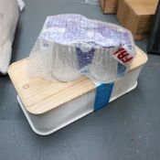 Glasses and Bin With Wooden Lid x 2 (79)