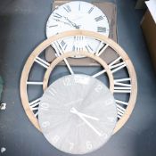 Wooden Grey Clock and Brown Clock x 2 (58)
