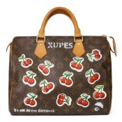 Louis Vuittonx Year Zero London Hand-Painted ‘Cherries’ Brown Monogram Coated Canvas Speedy 30