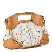 Louis Vuitton X Takashi Murakami White Multicolore Monogram Coated Canvas & Studded Vachetta Leat...