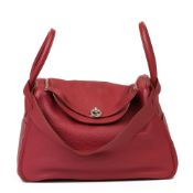 Hermès Rubis Clemence Leather Lindy 34cm