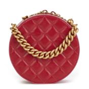 Chanel Raspberry Glazed Calfskin Leather Round As Earth Bag