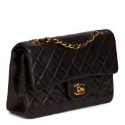 Chanel Black Quilted Lambskin Vintage Small Classic Double Flap Bag