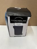 Premier Housewares 3L Pedal Bin. RRP £20 - Grade U