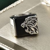 New!! Black Agate Lion Ring & Black Agate Lion Pendant