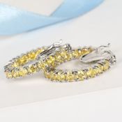 New!! Simulated Canary Diamond Hoop Earrings