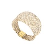 New!! Italian Made 9K Yellow Gold Domed Stretchable Ring