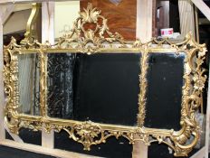 Ornate Gilt Carved Wood Overmantle Mirror