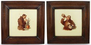 Pair of Victorian Framed Franciscan Friar Tiles