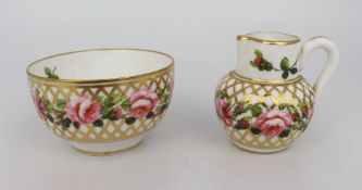 Royal Crown Derby Hand Painted Miniature Jug & Bowl c.1865