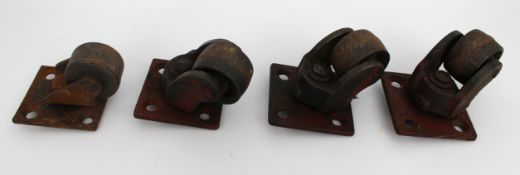 Set of 4 Antique Metal Casters Wheels