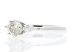 18ct White Gold Three Stone Claw Set Diamond Ring (0.59) 0.75 Carats