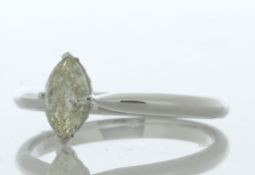 18ct White Gold Single Stone Marquise Cut Diamond Ring (0.52) 0.56 Carats
