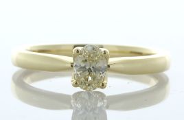 18ct Yellow Gold Single Stone Oval Cut Diamond Ring 0.42 Carats