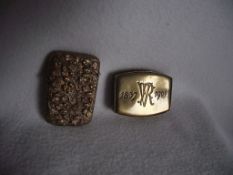 2 x Antique Brass Vesta Cases - Advertising & Embossed - Circa 1901