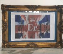 BANKSY (British) 2012, 4 colour Silkscreen Er… Queens Platinum Jubilee (Union Jack) Tea Towel