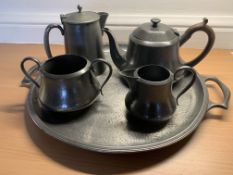 Pewter Arts and Crafts Tea Service