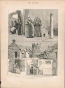 The Irish Exhibition Antique 1888 Single Print Donegal, Irish Village