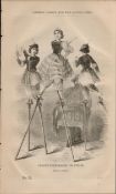 London Street Stilts Walkers Rare Antique 1864 Henry Mayhew Print.